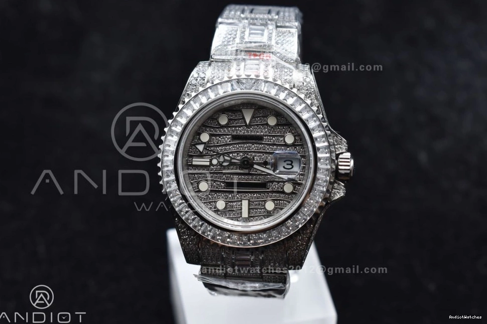 Full Bracelet Diamond 849 Diamonds On 40mm AMGF Sleek Best VR On Dial Edition SS GMT 1007